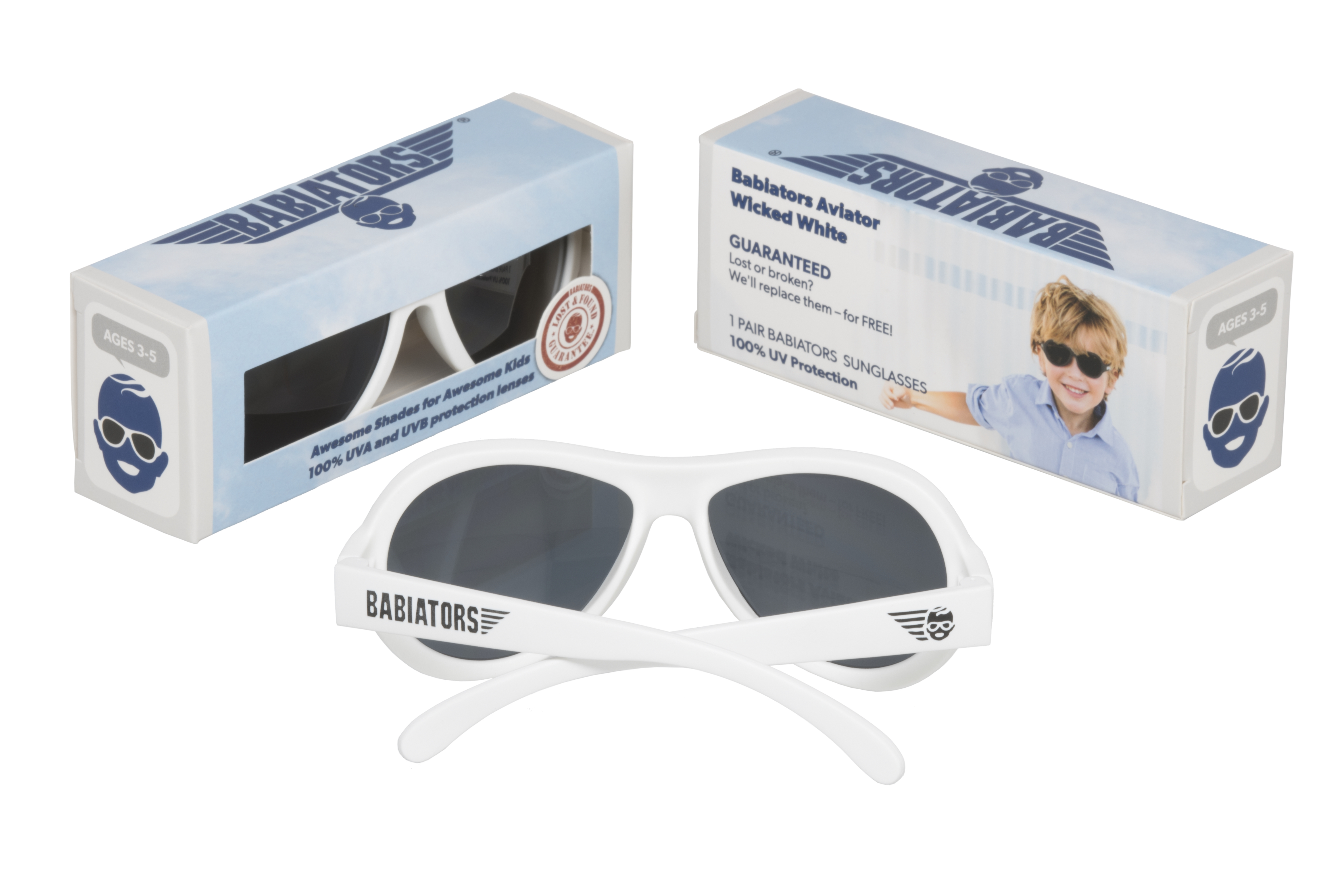 Babiators, okulary przeciwsłoneczne Classic 3-5 Zwariowany biały