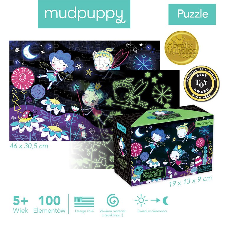 Mudpuppy, Puzzle świecące w ciemności Wróżki 100 elementów