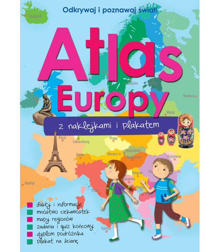 Atlas europy z naklejkami i plakatem