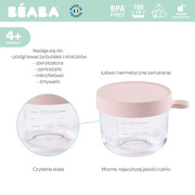Beaba, Pojemnik słoiczek szklany z hermetycznym zamknięciem 150 ml pink