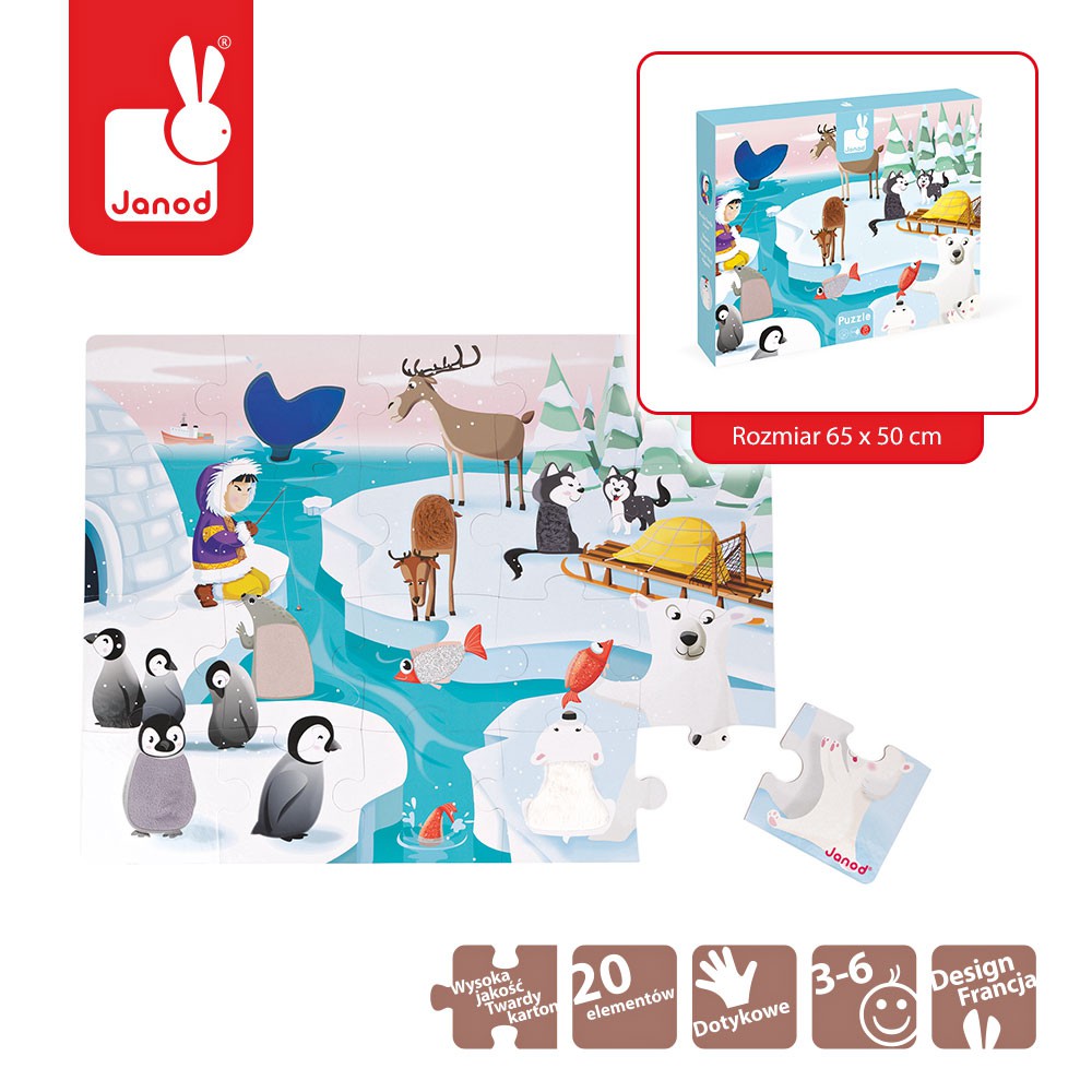 Janod, puzzle sensoryczne 20 elementów Lodowa kraina Janod, puzzle sensoryczne 20 elementów Lodowa kraina