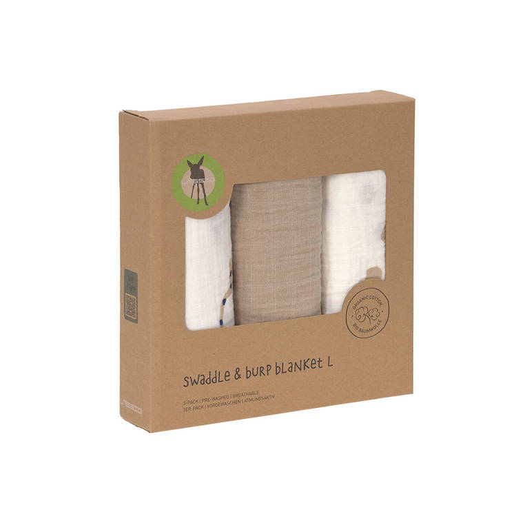 Lassig, Muślinowy Otulacz-Kocyk z Biobawełny Zestaw 3 Szt. 85X85 cm Little Mateys Royal Blue Lassig, Muślinowy Otulacz-Kocyk z Biobawełny Zestaw 3 Szt. 85X85 cm Little Mateys Royal Blue