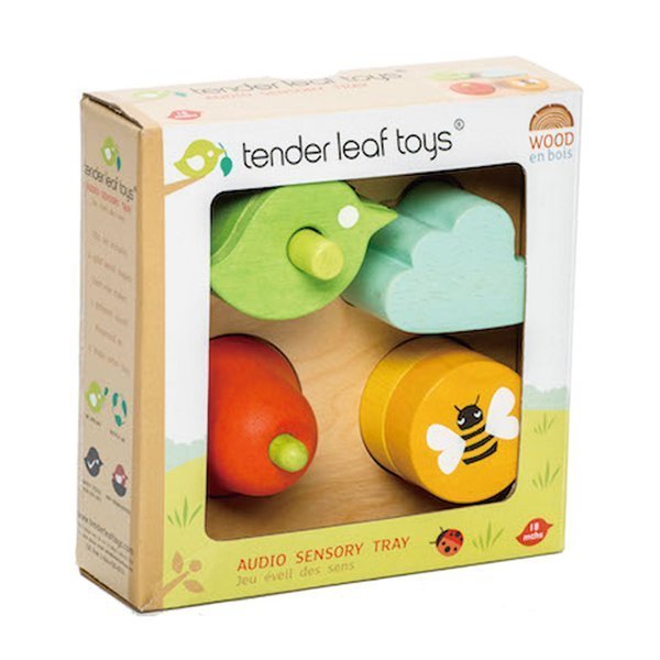 Tender Leaf Toys, Drewniana zabawka sensoryczna - Ogród - kształty i dźwięki