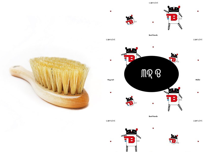 LULLALOVE, ZESTAW SZCZOTKA DO WŁOSÓW I PIELUSZKA MR B