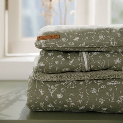 Little Dutch, Lekki śpiworek bawełniany 90 cm Wild Flowers Oliwka