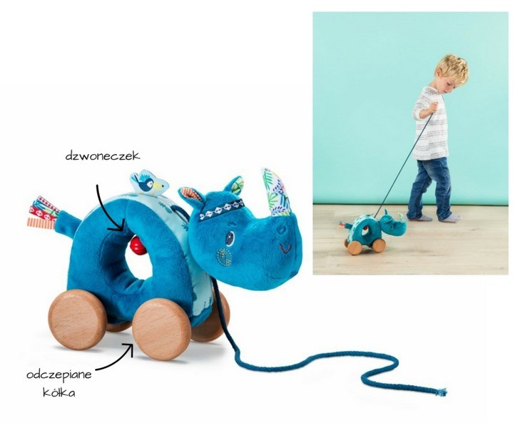 Lilliputiens, Zabawka do ciągnięcia na sznurku Nosorożec Marius