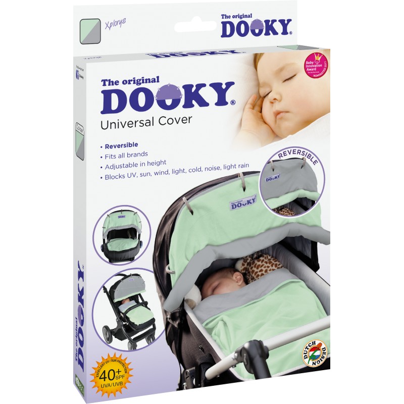 Dwustronna osłonka do wózka i fotelika Dooky - Mint/Grey