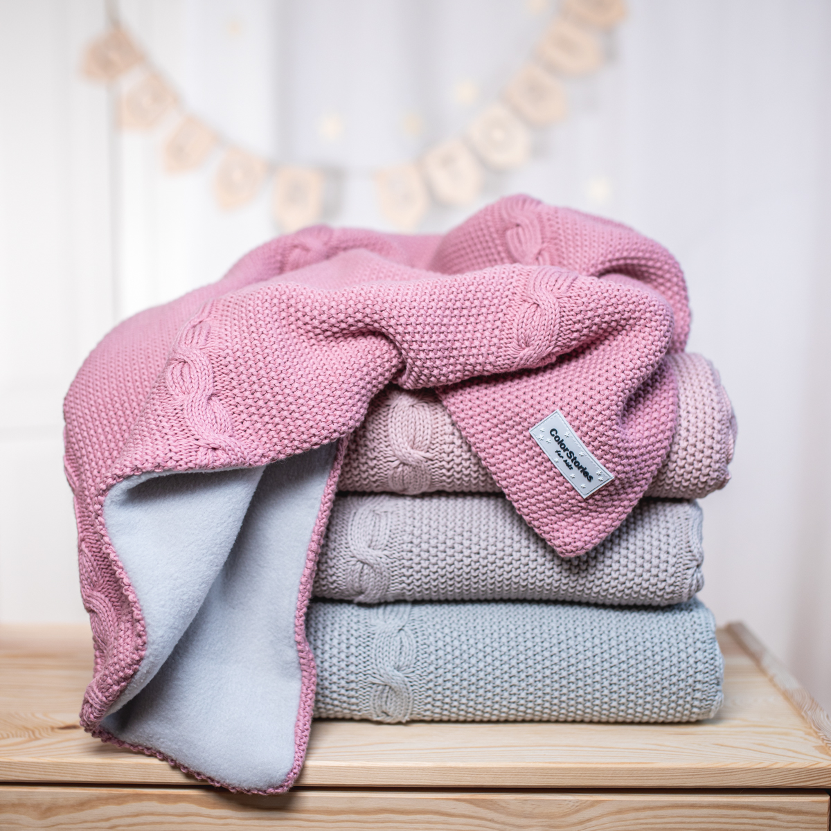 ColorStories, Kocyk bawełniany z polarem - Wrzosowy róż