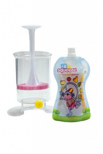 Fill'n Squeeze, zestaw rozszerzony z saszetkami do karmienia dzieci i szczoteczką Fill'n Squeeze, zestaw rozszerzony z saszetkami do karmienia dzieci i szczoteczką