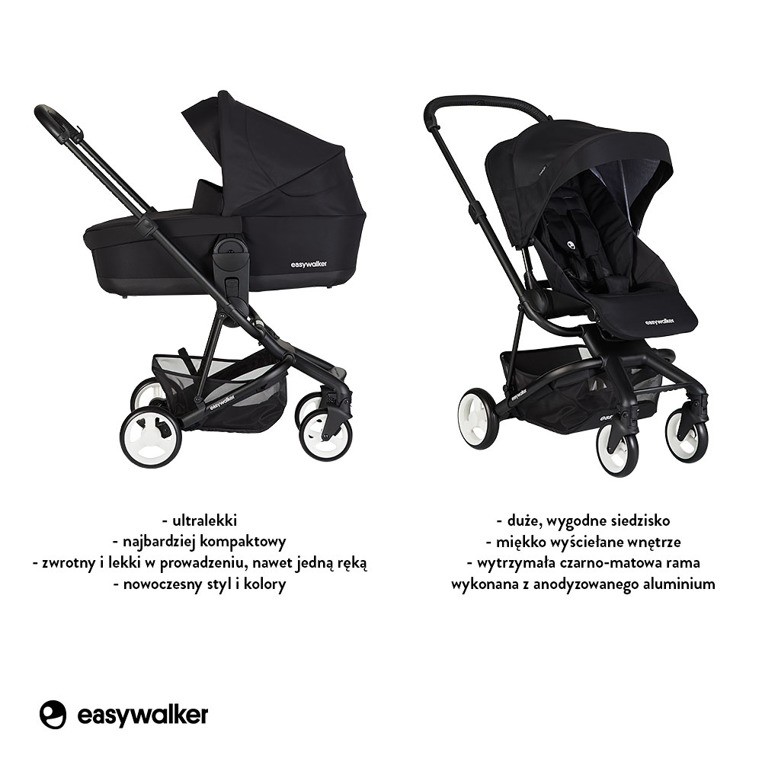Easywalker, Charley Wózek głęboko-spacerowy Night Black (zawiera stelaż i siedzisko z budką) Easywalker, Charley Wózek głęboko-spacerowy Night Black (zawiera stelaż i siedzisko z budką)