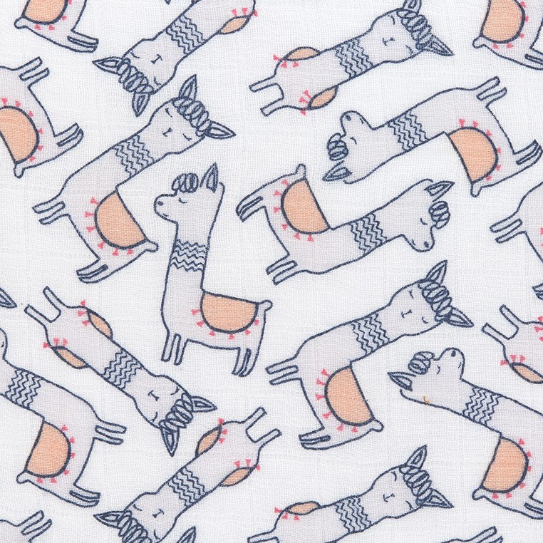 Lassig, Bambusowy Otulacz-Kocyk 80x80cm Zestaw 3 szt. Glama Lama coral