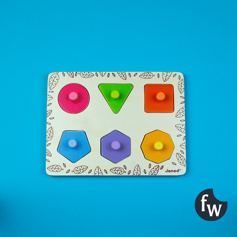 Janod, Układanka drewniana Uczę się kształtów Zwierzęta z dżungli