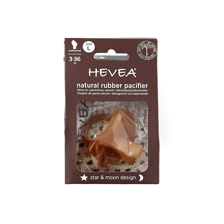 Hevea, Smoczek kauczukowy anatomiczny księżyc/gwiazdki Hevea 3-36 msc duży