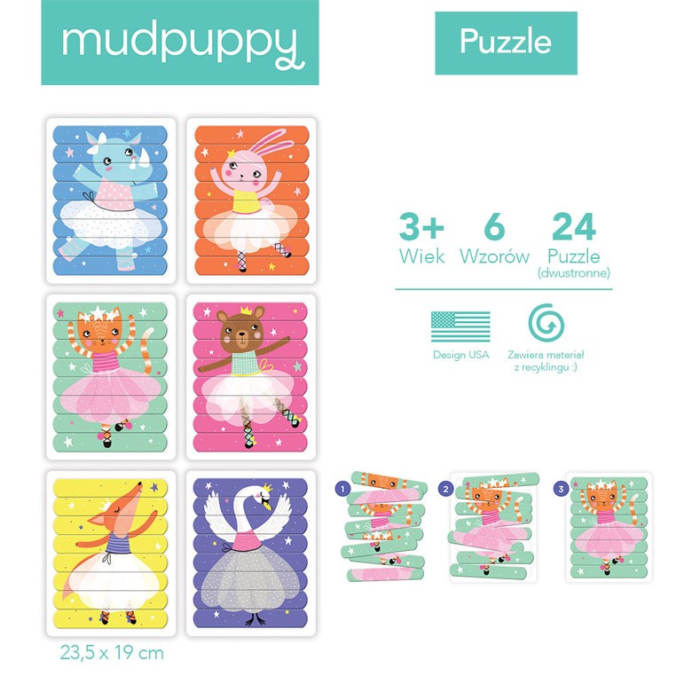 Mudpuppy, Puzzle Patyczki Tańczące baletnice 24 elementy 3+
