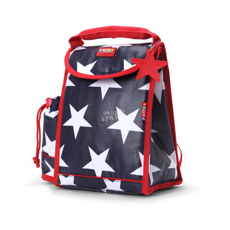 Plecak lunchbox z osobną kieszonką na picie granatowy w gwiazdy