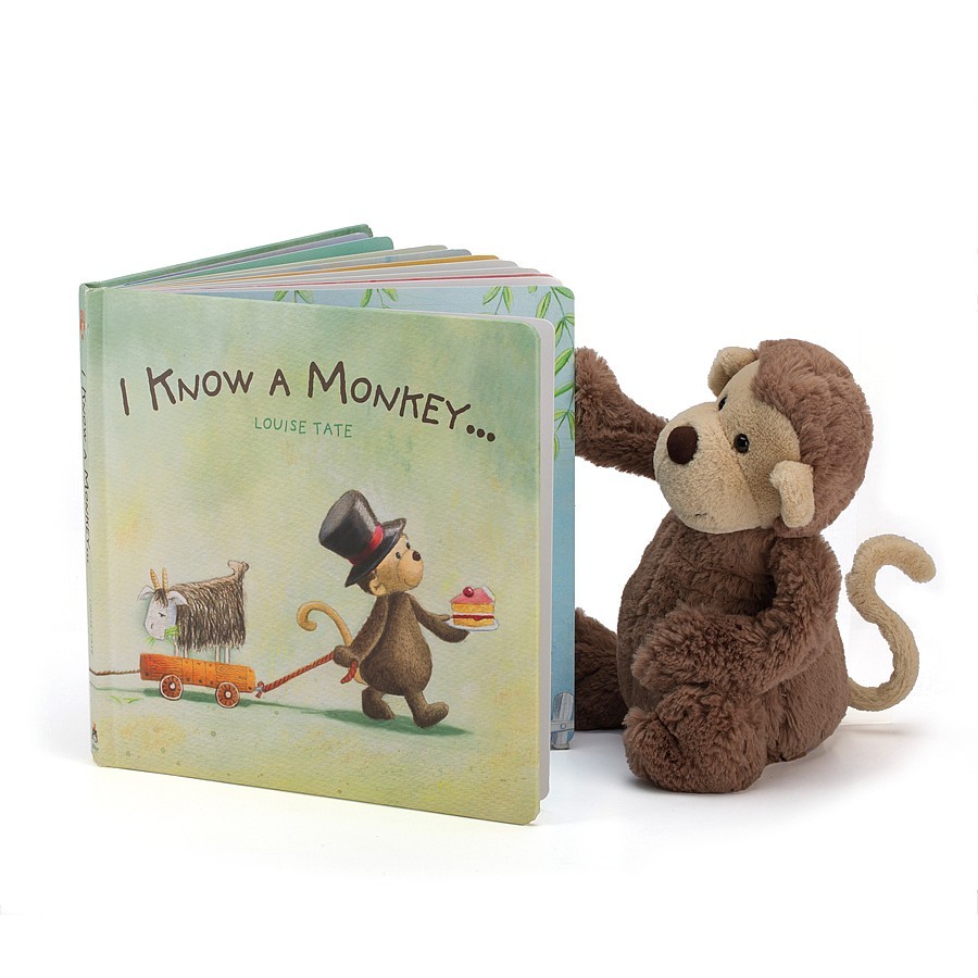 Jellycat, książeczka "I know a monkey"
