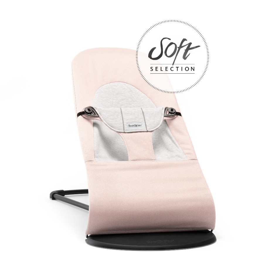 BabyBjorn, leżaczek BALANCE SOFT COTTON/JERSEY - Różowy/Szary
