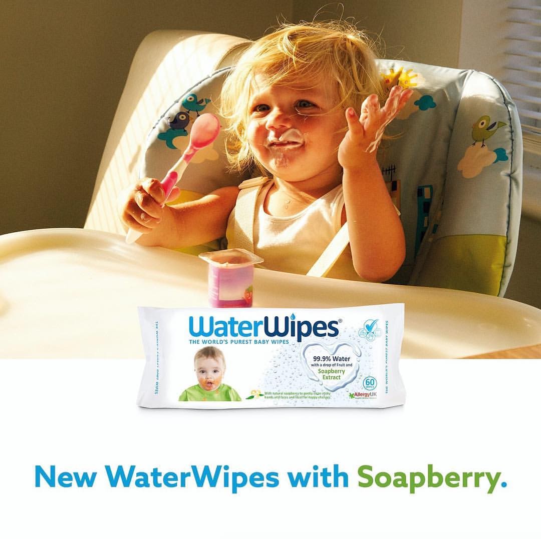 WaterWipes, Chusteczki nasączane czystą wodą, Soapberry (z dodatkiem wyciągu z orzechów mydlanych)