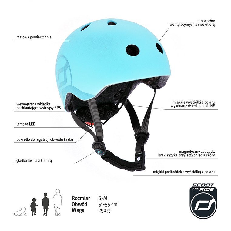 Scootandride, Kask S-M dla dzieci 3+ Blueberry kolekcja Icecream 2020