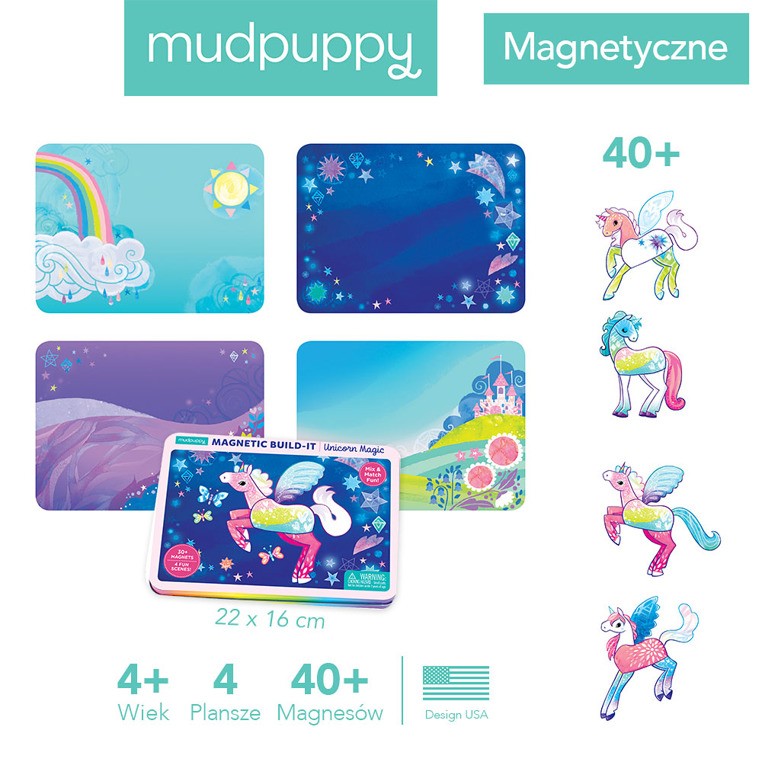 Mudpuppy, Magnetyczne konstrukcje Magiczne Jednorożce 4+ Mudpuppy, Magnetyczne konstrukcje Magiczne Jednorożce 4+