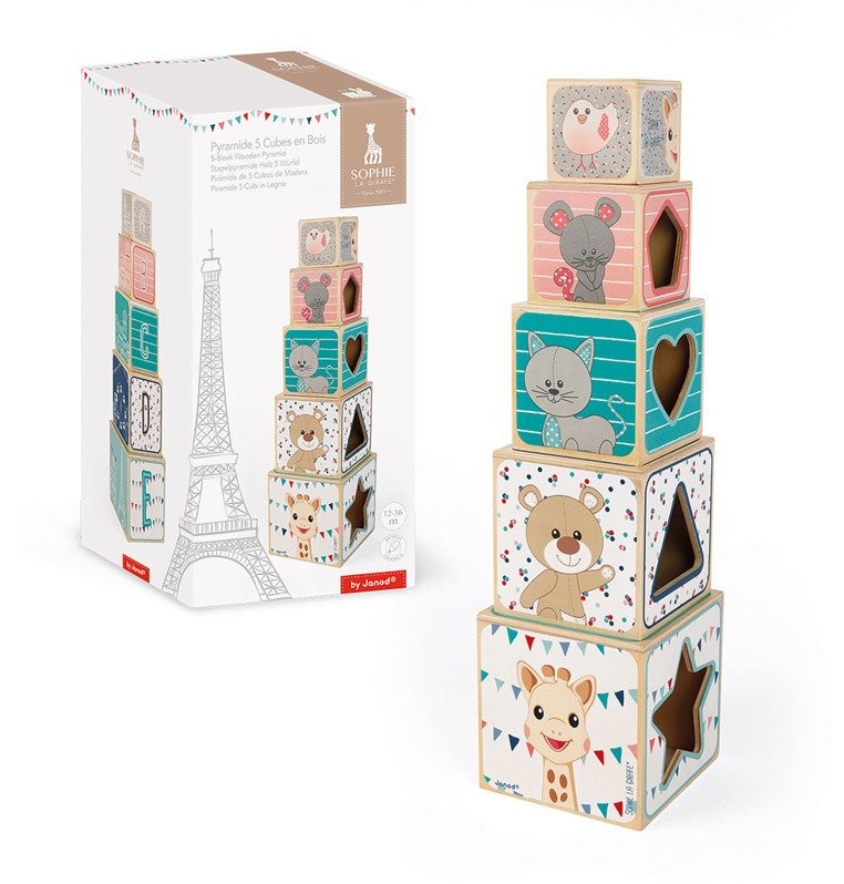 Janod, Piramida wieża drewniana Żyrafka Sophie Janod, Piramida wieża drewniana Żyrafka Sophie