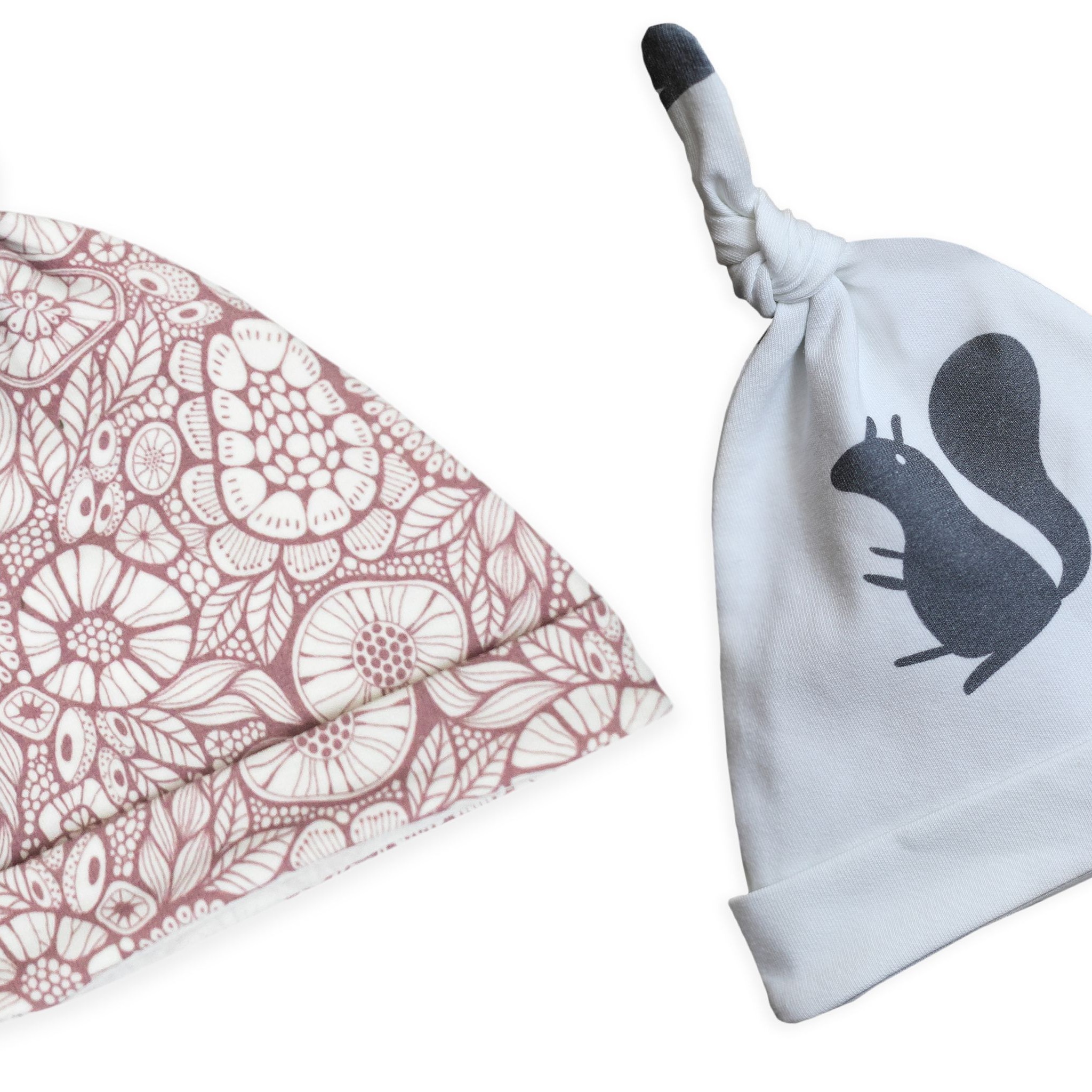 Sleepee, Czapeczka Krasnal 2-pack Wiewióry/Pink 0-2 miesiące