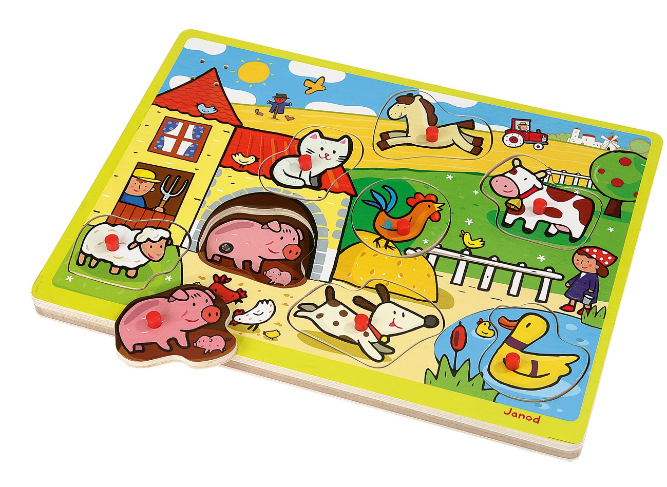 Janod, puzzle z dźwiękami - farma
