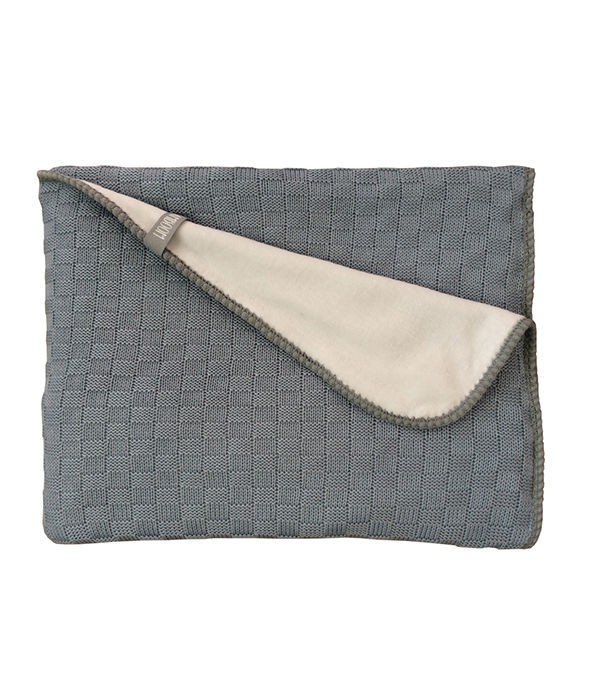 Kocyk dzianinowy ocieplany CLASSIC L - bambus organiczny (niebieski jeans)