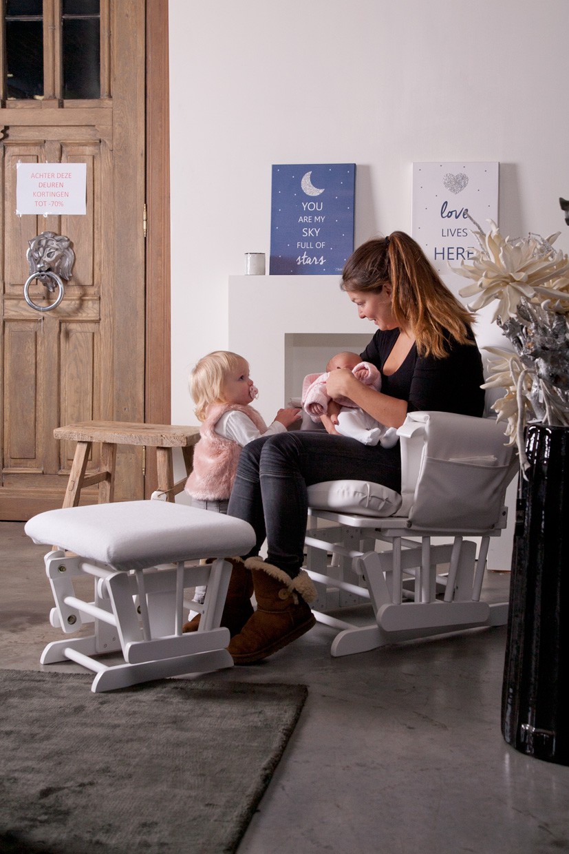 Childhome, Fotel pływający kwadratowy z podnóżkiem naturalny