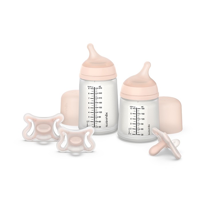 Suavinex, Zestaw startowy Zero - Butelka 180ml regulowany przepływ + smoczek -2-2M Suavinex, Zestaw startowy Zero - Butelka 180ml regulowany przepływ + smoczek -2-2M