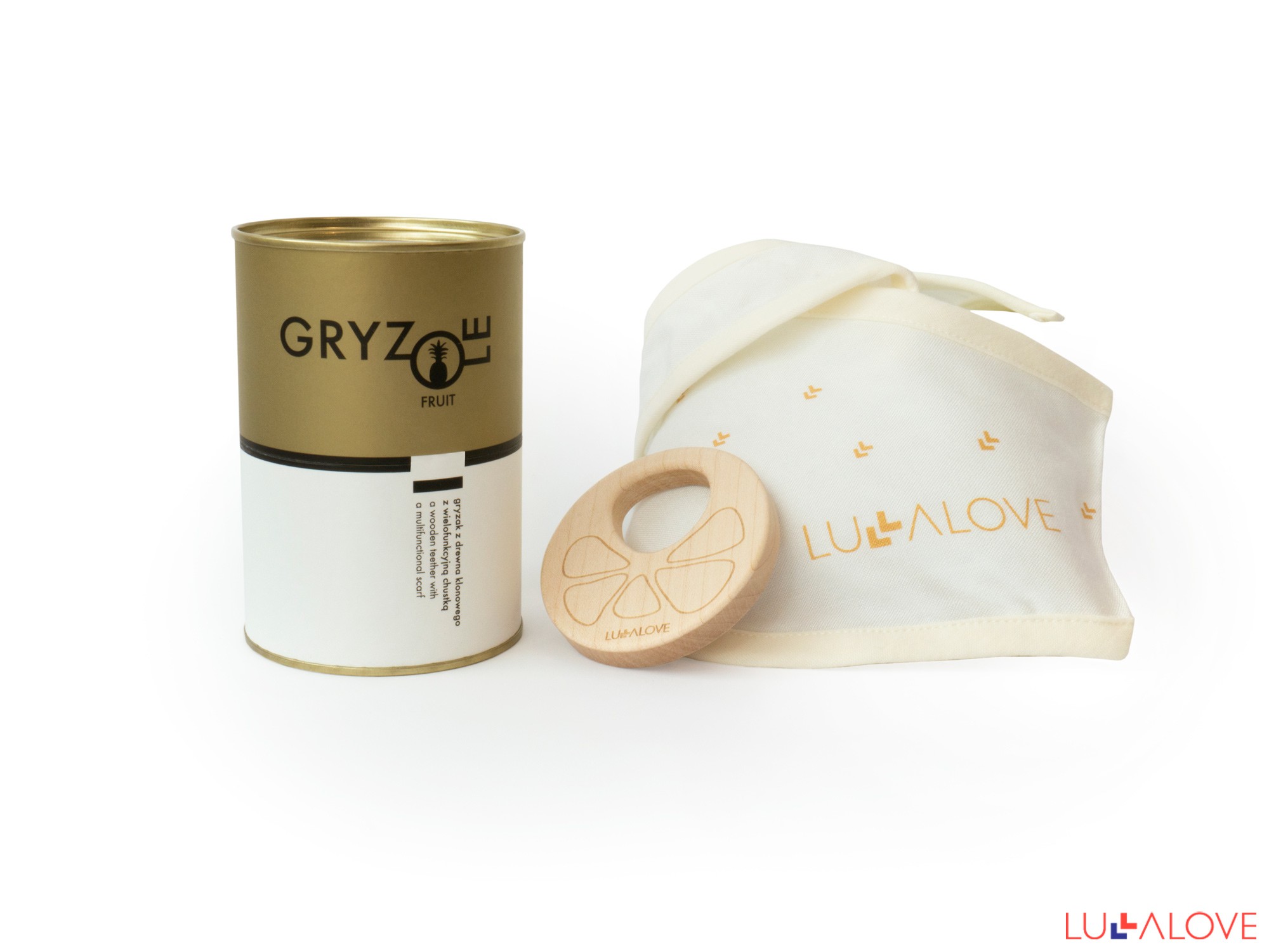 Gryzole fruit pomarańcza - klonowy gryzak z bambusową apaszką Gryzole fruit pomarańcza - klonowy gryzak z bambusową apaszką