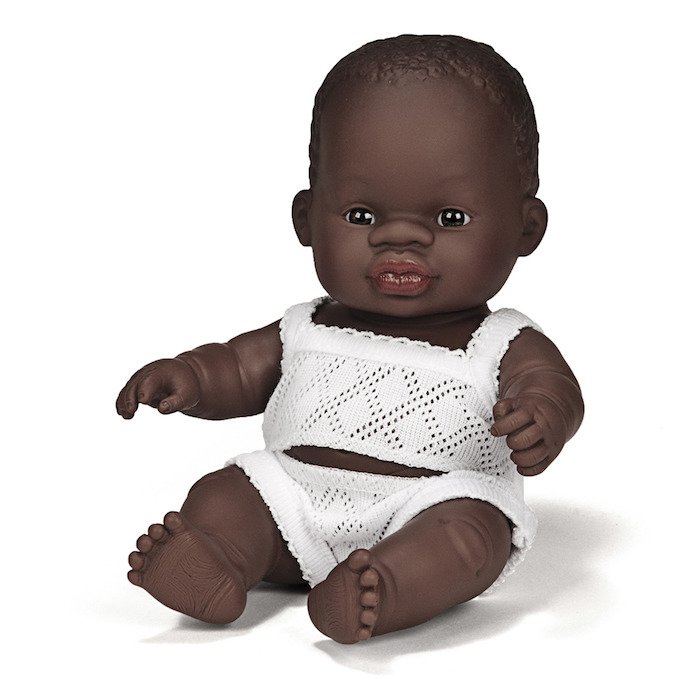 Miniland Baby, Lalka dziewczynka Afrykanka 21cm Miniland Baby, Lalka dziewczynka Afrykanka 21cm