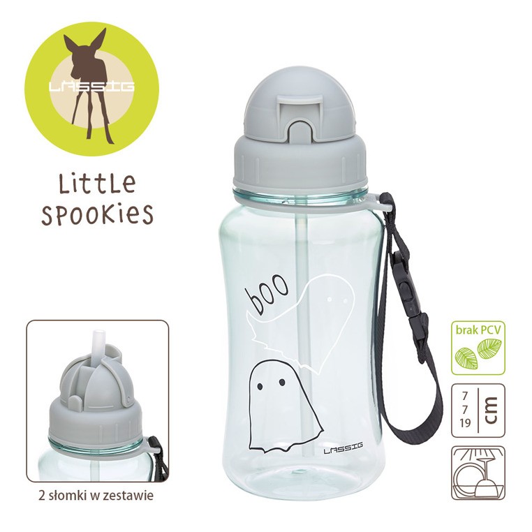 Lassig, Bidon z zapasową słomką Little Spookies Aqua