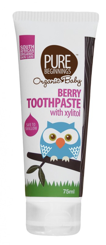 Pure Beginnings Organic Baby, Pasta do Zębów bez fluoru z Ksylitolem o smaku Dojrzałych Malin, 75ml