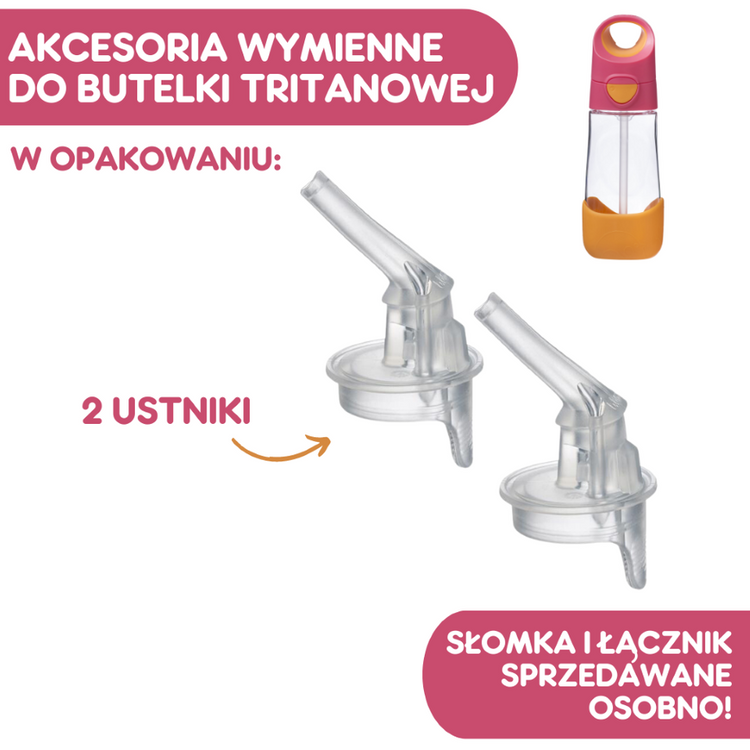 B.box, Ustniki zapasowe do butelki tritanowej 450 ml, 2 szt. B.box, Ustniki zapasowe do butelki tritanowej 450 ml, 2 szt.