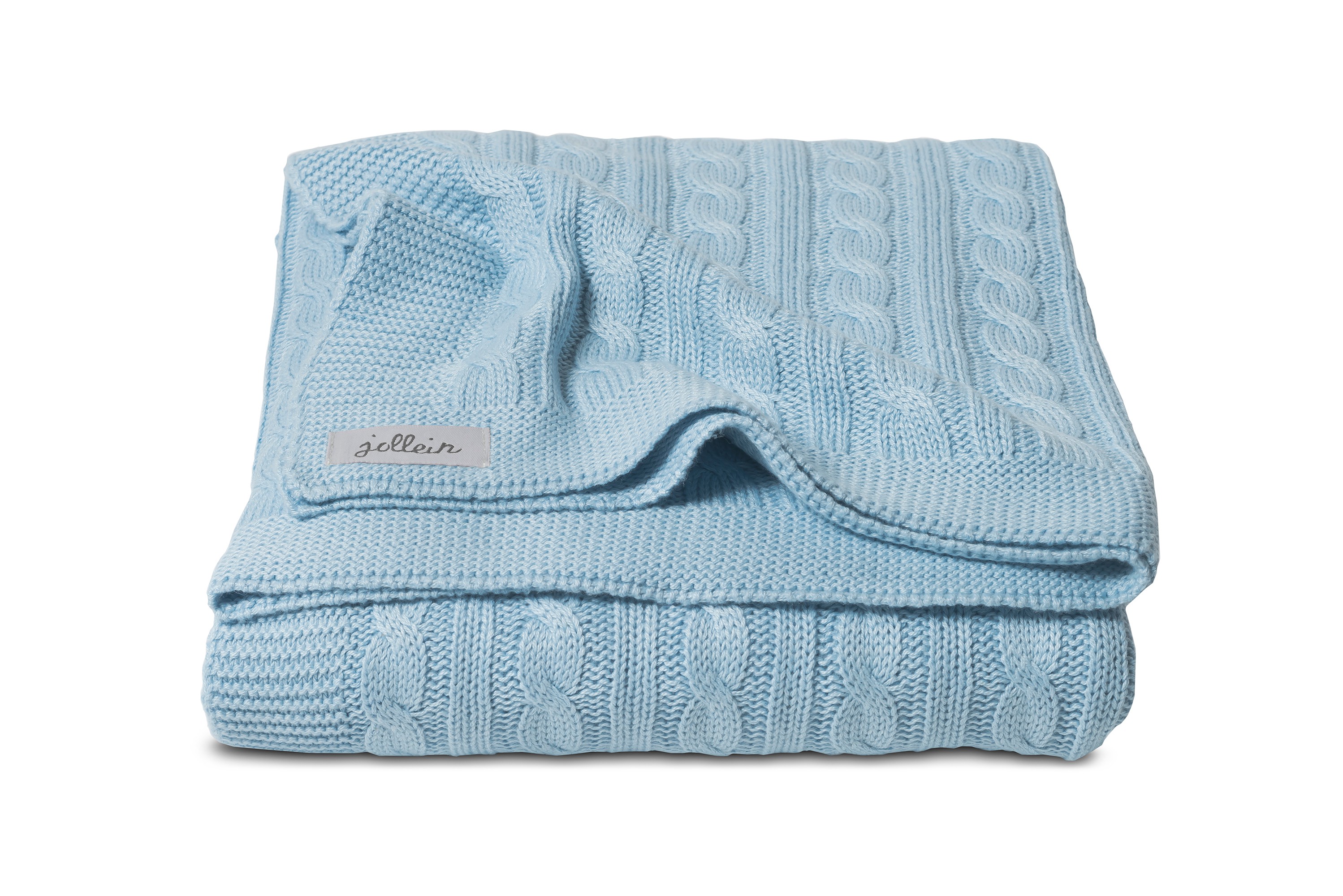 Jollein, tkany kocyk Cable Błękitny 100x150cm
