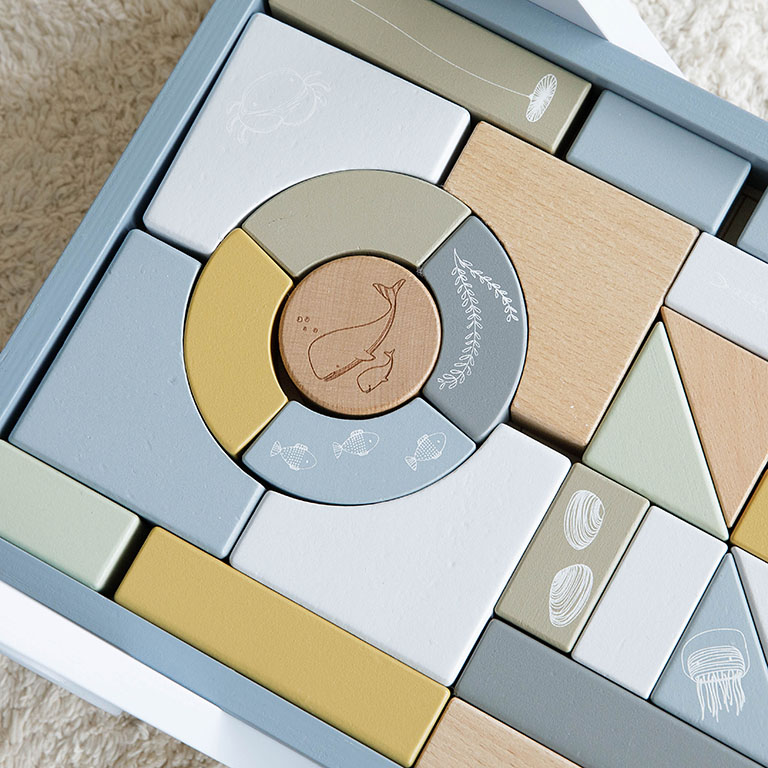 Little Dutch, Wózek z klockami Błękit Ocean