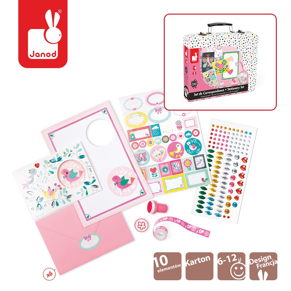 Janod, zestaw artystyczny Kolorowa Papeteria,