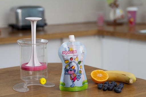 Fill'n Squeeze, zestaw rozszerzony z saszetkami do karmienia dzieci i szczoteczką Fill'n Squeeze, zestaw rozszerzony z saszetkami do karmienia dzieci i szczoteczką