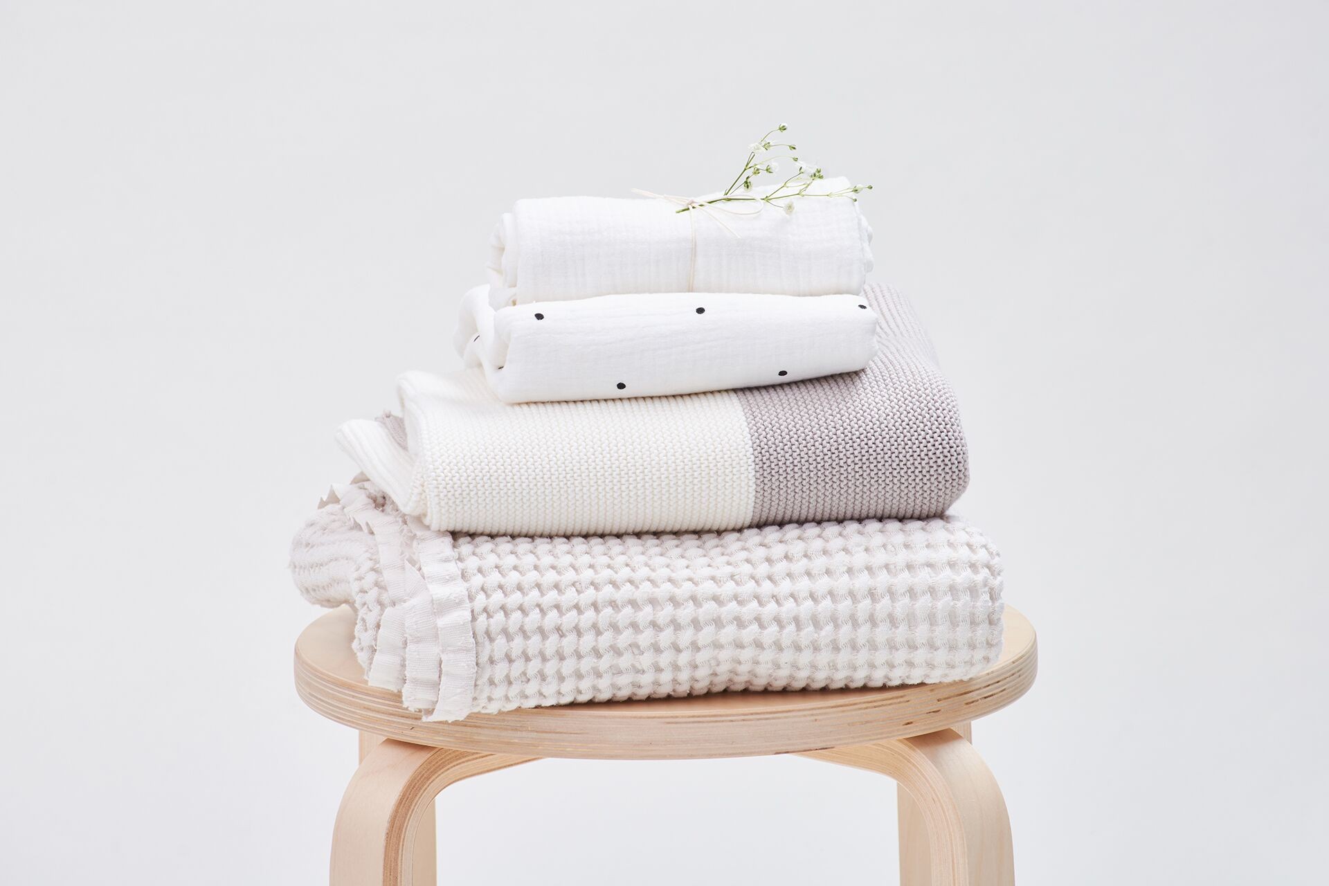 Bimbla, Wafelkowy kocyk lniany Bohem - ecru Bimbla, Wafelkowy kocyk lniany Bohem - ecru