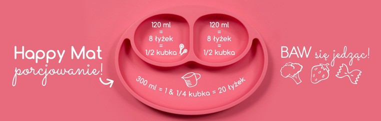 EZPZ, silikonowy talerzyk z podkładką 2w1 Happy Mat szary