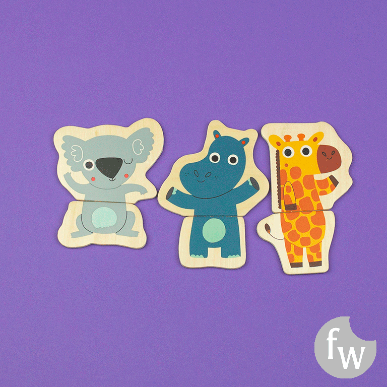 Djeco, Puzzle 2-ele. drewniane magnetyczne Dżungla