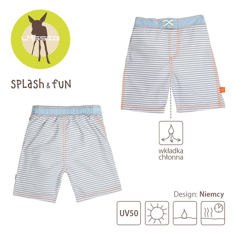 Lassig, Spodenki do pływania z wkładką chłonną Small Stripes UV 50+ 36mc