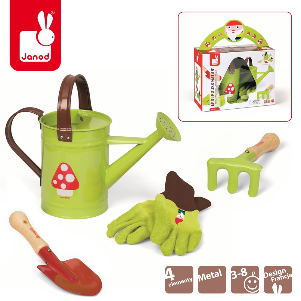 Janod, mały ogrodnik zestaw z konewką zielony, Janod, mały ogrodnik zestaw z konewką zielony,
