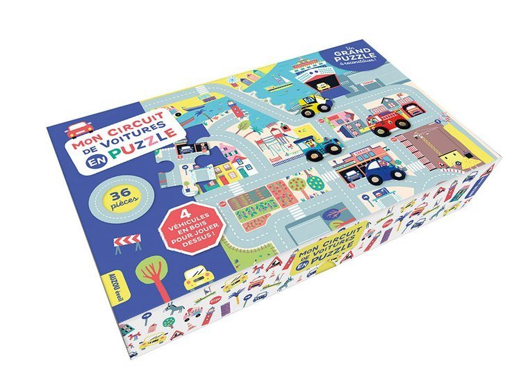 Auzou, Puzzle duże miasto z drewnianymi autkami 3+ Auzou, Puzzle duże miasto z drewnianymi autkami 3+