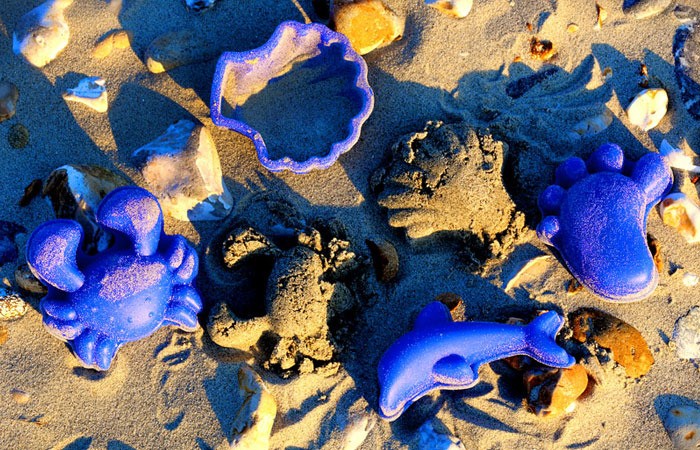 Scrunch, Silikonowe Foremki do piasku, zestaw 4 szt , BŁĘKITNE