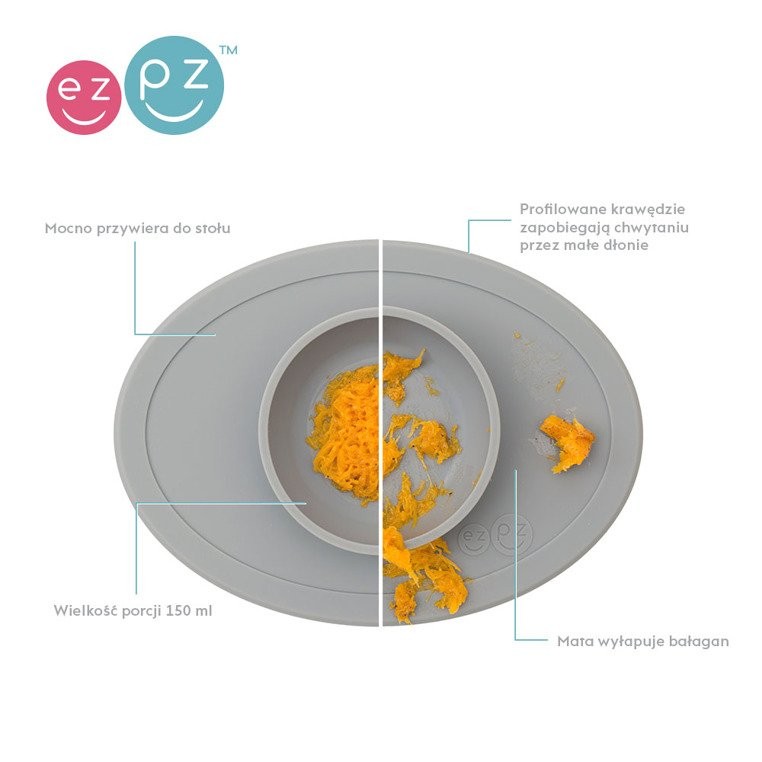 EZPZ, Komplet pierwszych naczyń silikonowych First Foods Set szary