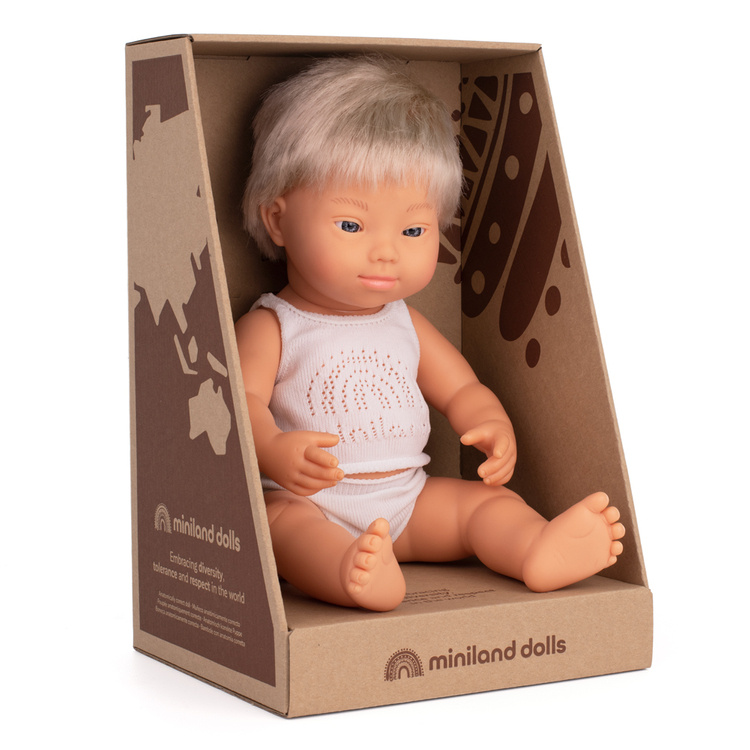 Miniland Doll, Lalka chłopiec Europejczyk Blondyn DS 38cm