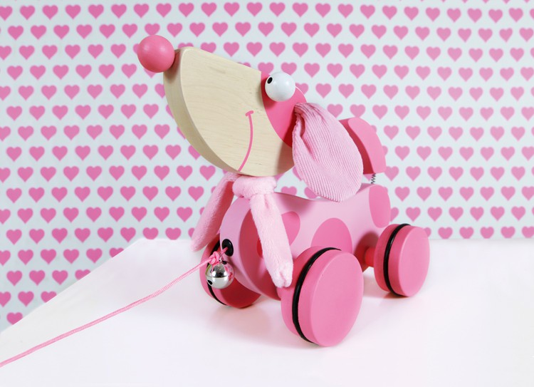 Duży różowy piesek do ciągnięcia LILY