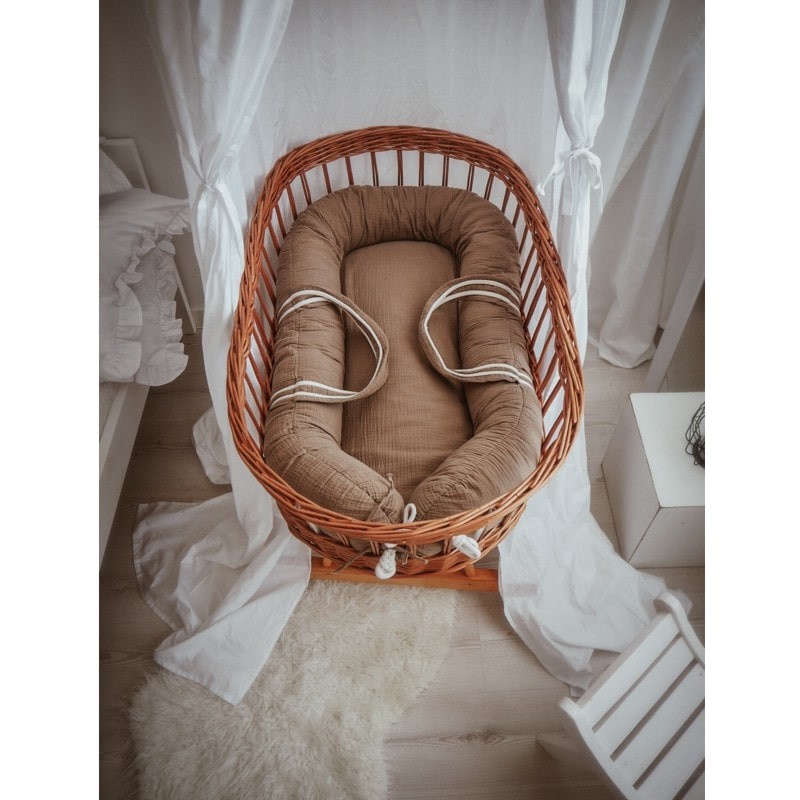 Hi Little One, Oddychający wiklinowy kosz Mojżesza dla Noworodka ze stelażem Organic